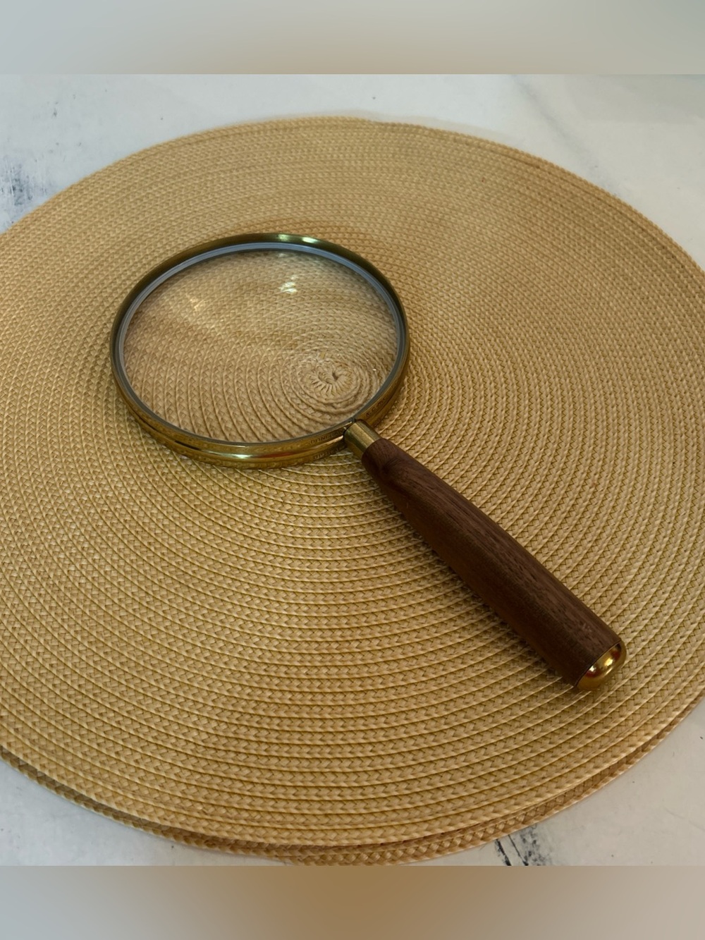VTG Donegan Optical Brass Magnifier 5.25”D Glass Lens Wood Handle KC MO USA